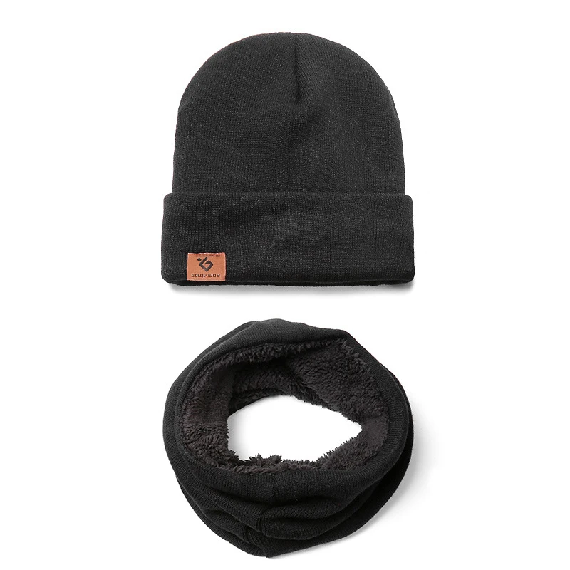

Men Hat Scarf Set Winter Fleece Beanie Warm Thick Skiing Outdoor Sports Accessory For Teenagers