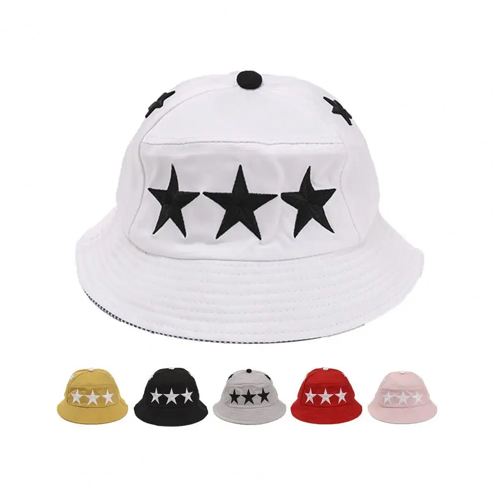 

Bucket Hat Breathable Unisex Cotton Toddler Star Embroidery Sun Cap for Kids Protection Caps Sun Hat For Outdoor