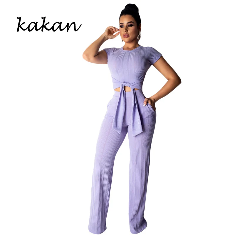 Женское боди с коротким рукавом и пупком Kakan повседневный комбинезон из двух