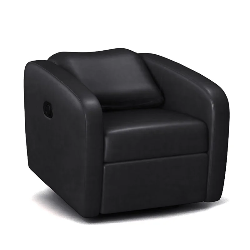 

Contemporary Foldable-Back Leather Manual Recliner Sofa Chair Adjustable Reclining Backrest Living Room Black Chairs HW57305BK+