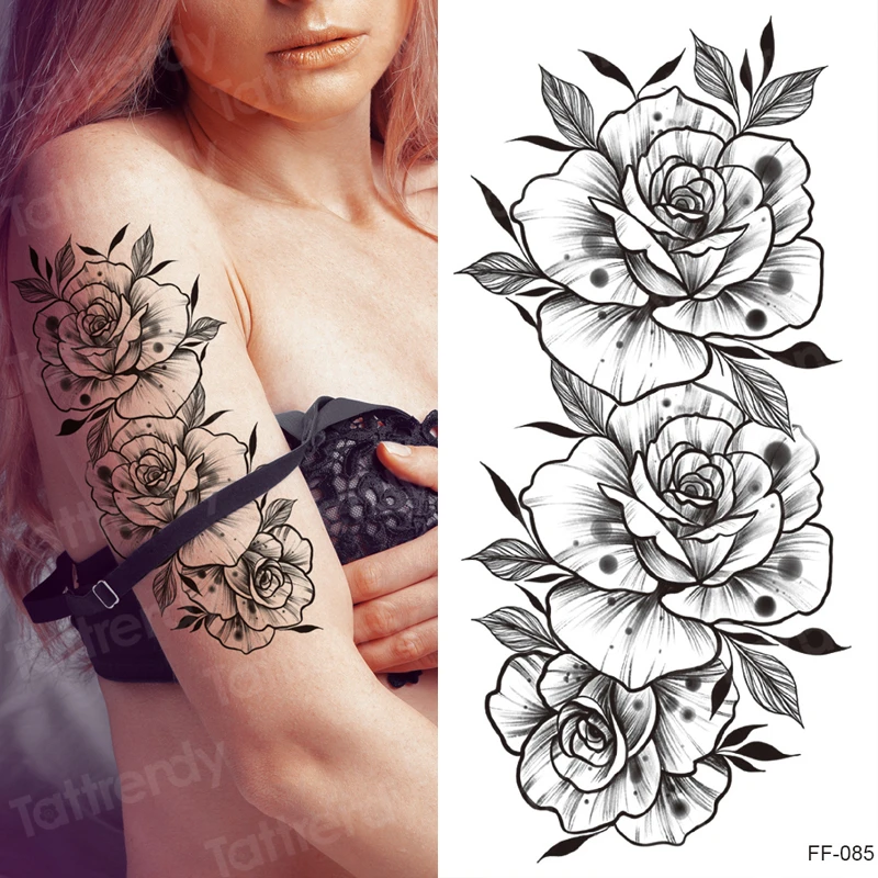 Водонепроницаемая Временная наклейка для татуировки сексуальная девушка цветы