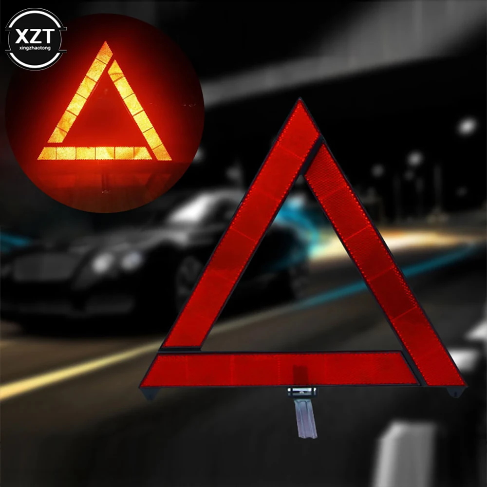 

Car Emergency Breakdown Warning Triangle Red Reflective Safety Hazard Car Tripod Folded Stop Sign Reflector cinta reflectante