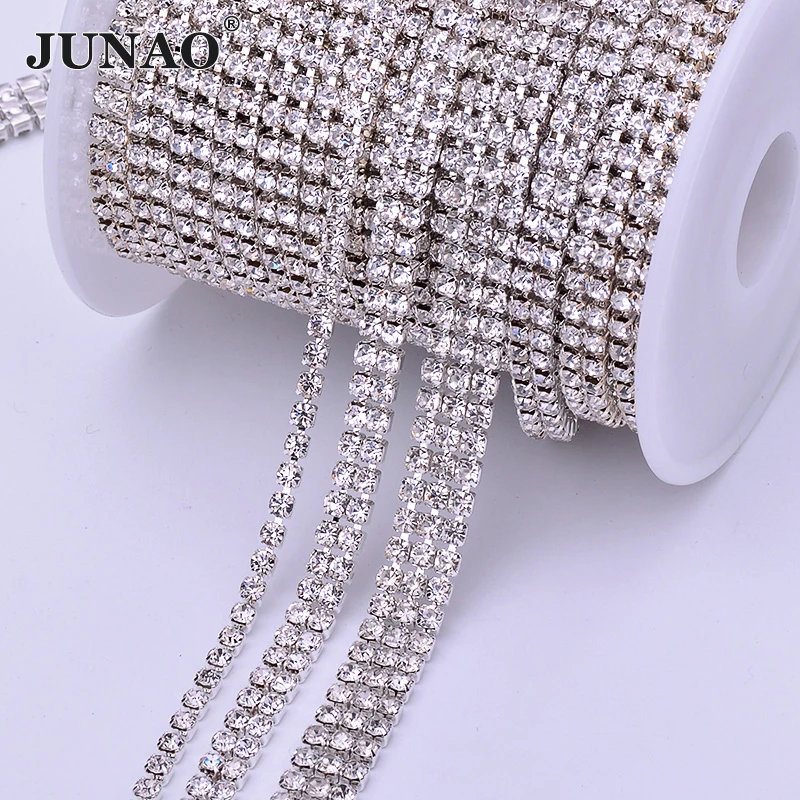 Прозрачные стеклянные стразы JUNAO SS12 1 2 3 ряда ярд/партия металлическая лента для