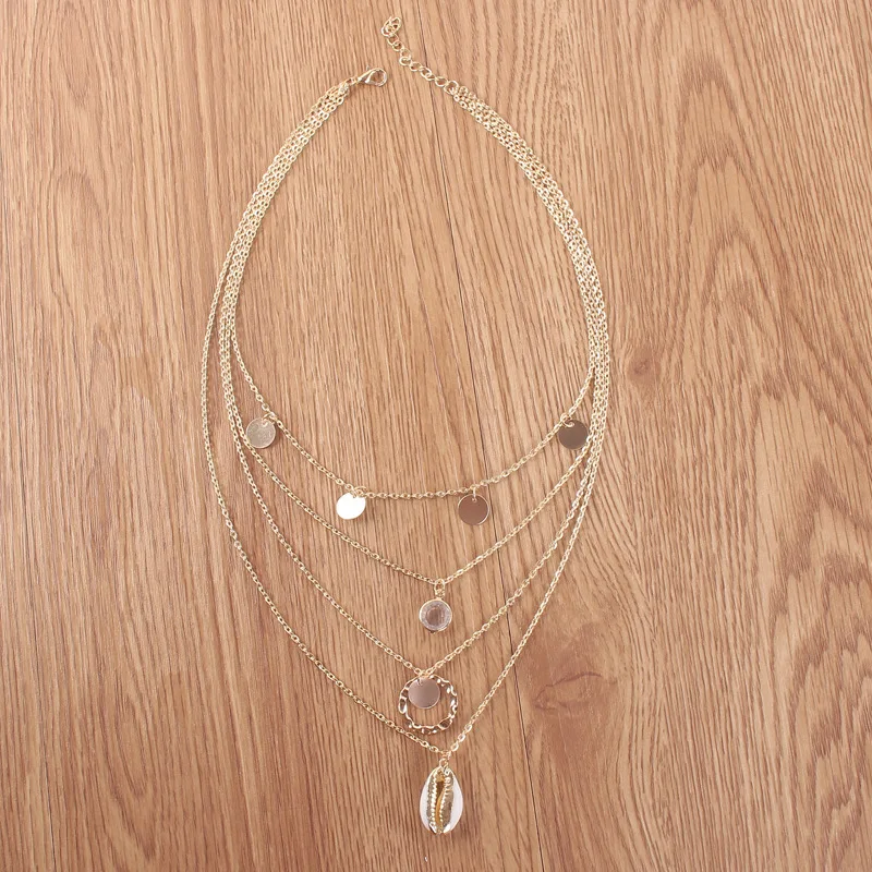 Винтажный круг цвет золотой корпус колье ожерелье для женщин многослойная