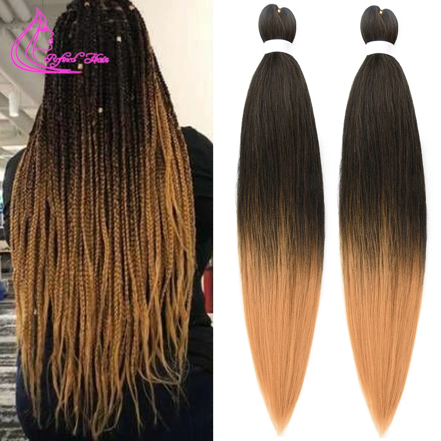 

Refined Hair Pre Stretched Braiding Hair Easy Jumbo Braid Ombre Synthetic EZ Crochet Hair Extension Low Temperature Fiber 26inch