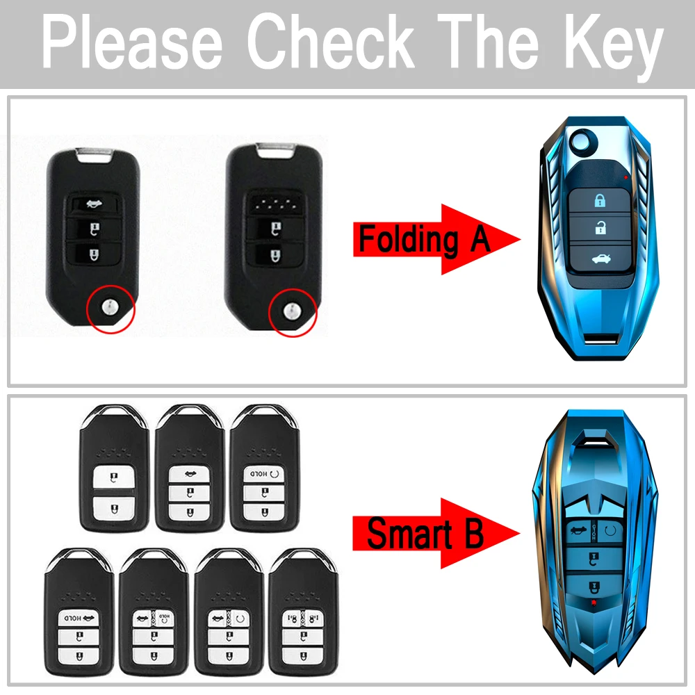 

New Zinc Alloy Cover Remote Key Case For Honda Vezel City Civic BR-V HR-VCRV Pilot Accord Jazz Jade Crider Odyssey Key Protector