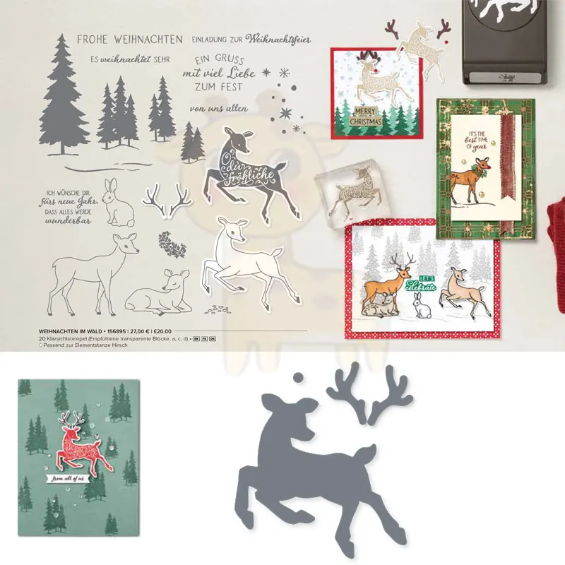 

Christmas Cute Elk Die Cutting Dies Stamps Scrapbook Diary Secoration Embossing Stencil Template Diy Greeting Card Handmade 2021