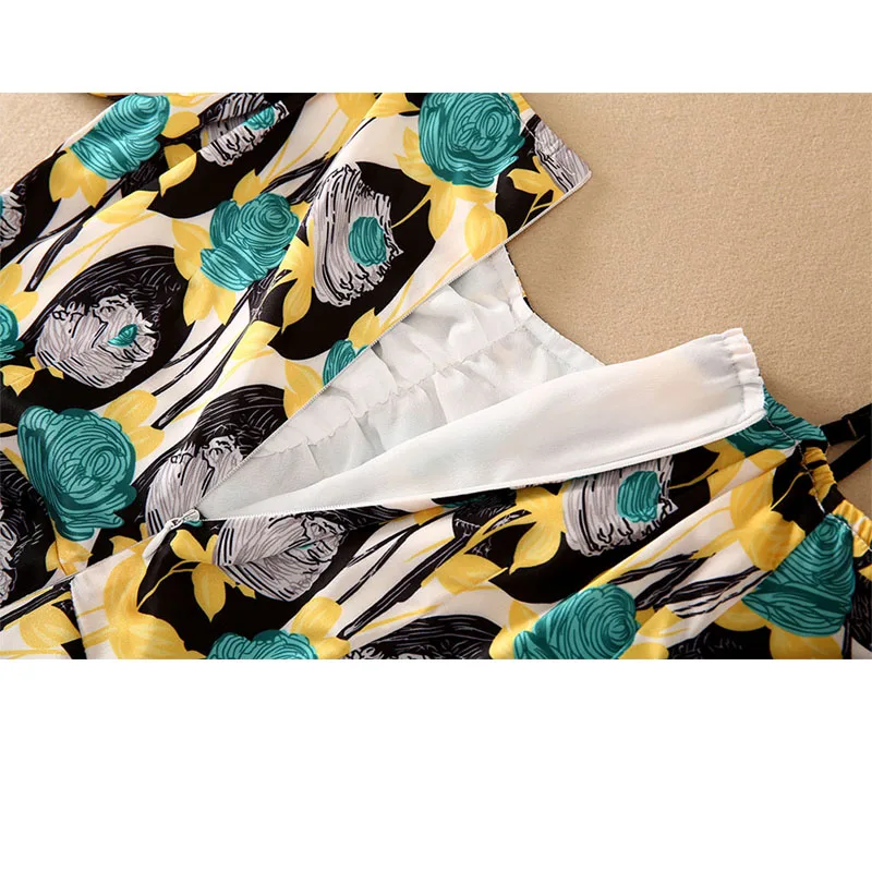 

SEQINYY Design Fashion Dress Summer Vintage Flowers Print Women Off Shoulder High Quality Elegant Party Sexy Knee