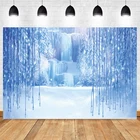 С изображением персонажей холодного сердца, фон Зимний Рождественский комплект с днем рождения вечерние мультфильма Холодное сердце принцесса фон для фотосъемки с изображением фото плакат украшения