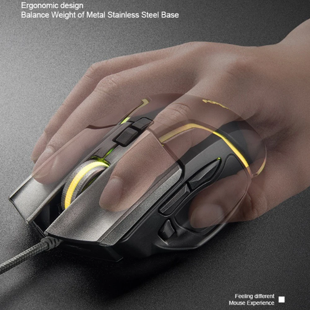 

6400DPI Y2 Gaming Mouse With Removable DIY Sheet LED Light Mouse Professional 8 Buttons USB PC Gamer Mouse For Laptop PC