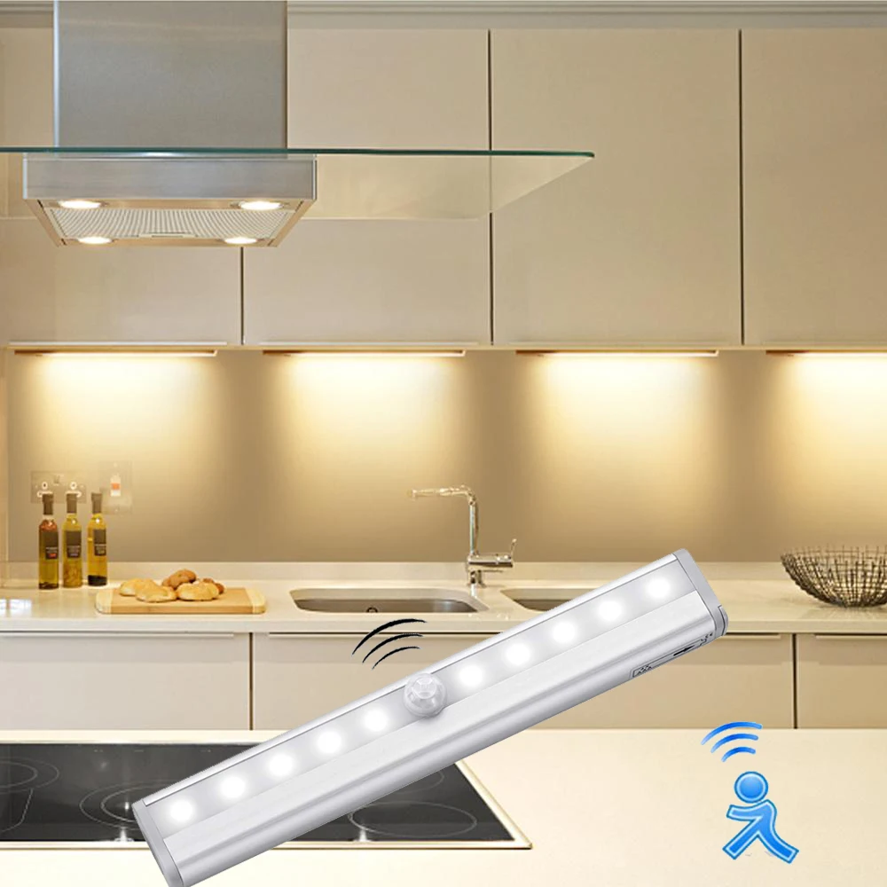 Smart ON Motion sensor светодиодный светильник для шкафа, детектор движения тела, кухонный светодиодный светильник для шкафа, шкаф, комнатные настенные лампы