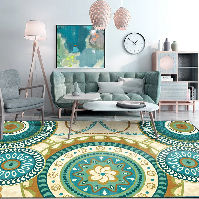 

Stylish Modern Beige Green Large Circle Gear Bedroom Door Living Room Kitchen Mat Carpet CustomCustom Size
