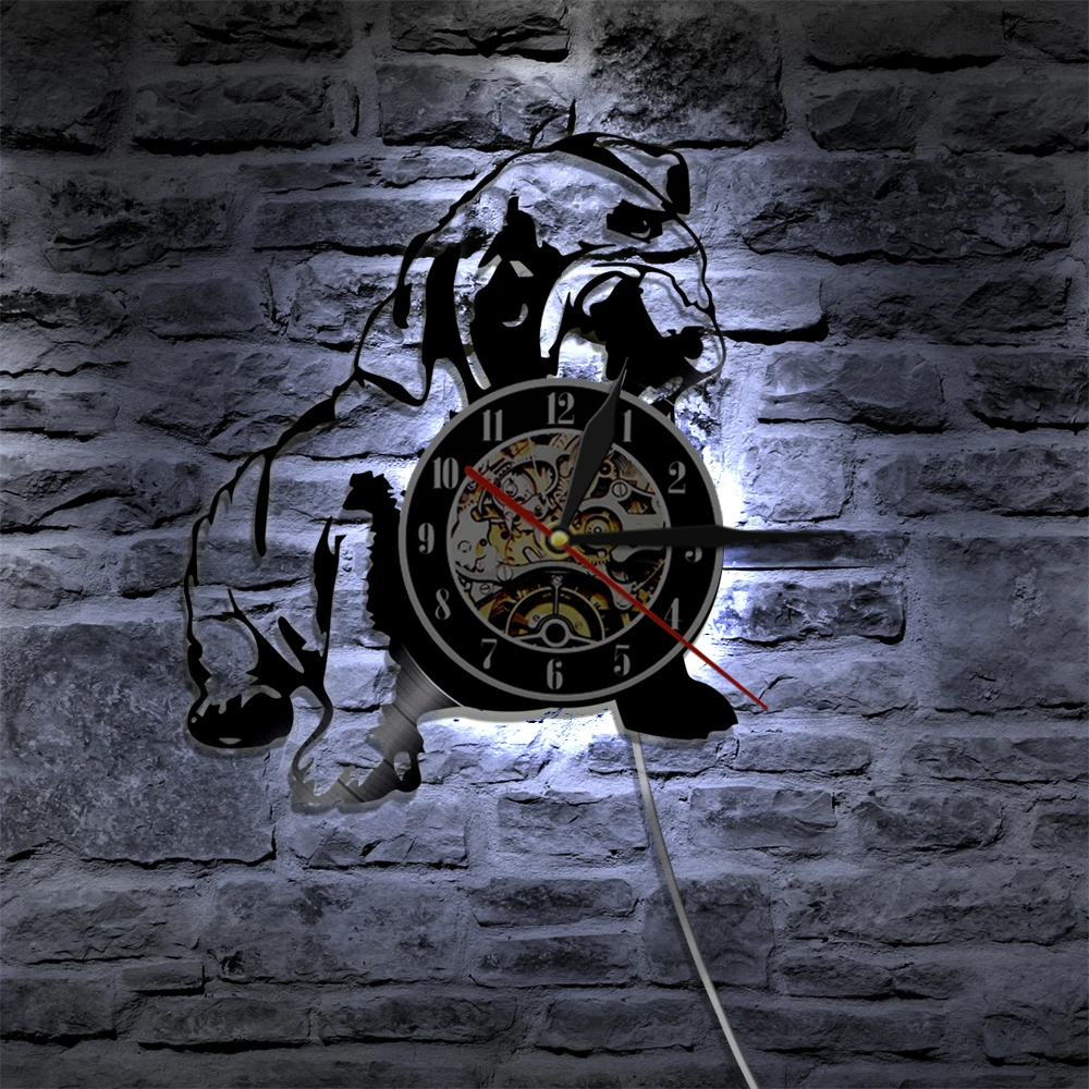 Британский Бульдог настенные часы бульдог виниловая пластина щенок Униформа