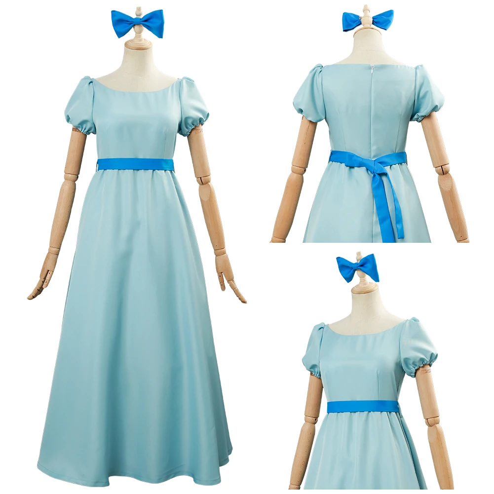 

Anime Peter Pan Wendy Darling Cosplay Costume Blue Long Dress Halloween Carnival Costume For Adult Women Girl