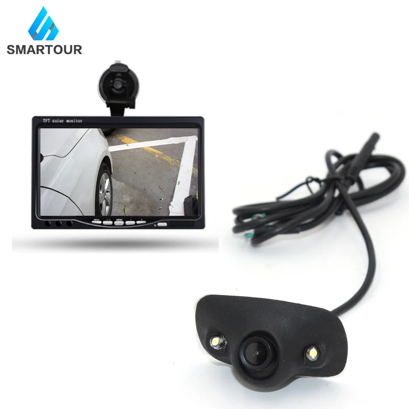 Smartour HD водонепроницаемый парковочный монитор система 2 светодиодный ночного видения Автомобильная камера заднего вида 4,3 дюймов зеркало заднего вида спереди/сбоку/Lef