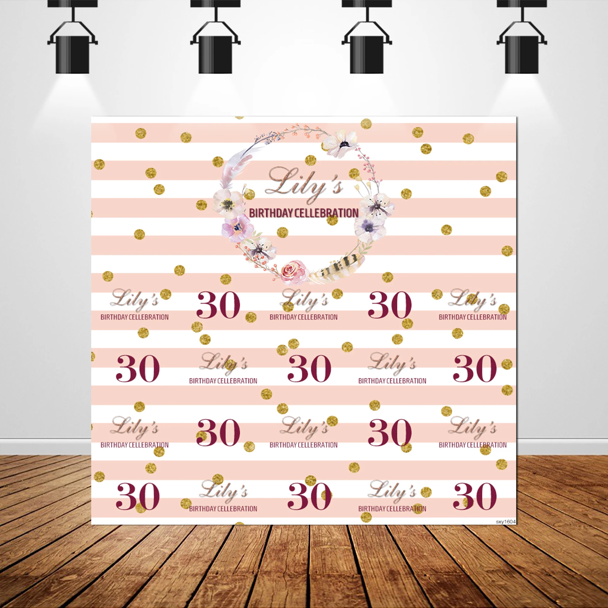 Sxy1604 пользовательские 30th день рождения Backrops Bokeh розовые полосы fondo fotografico шаг и