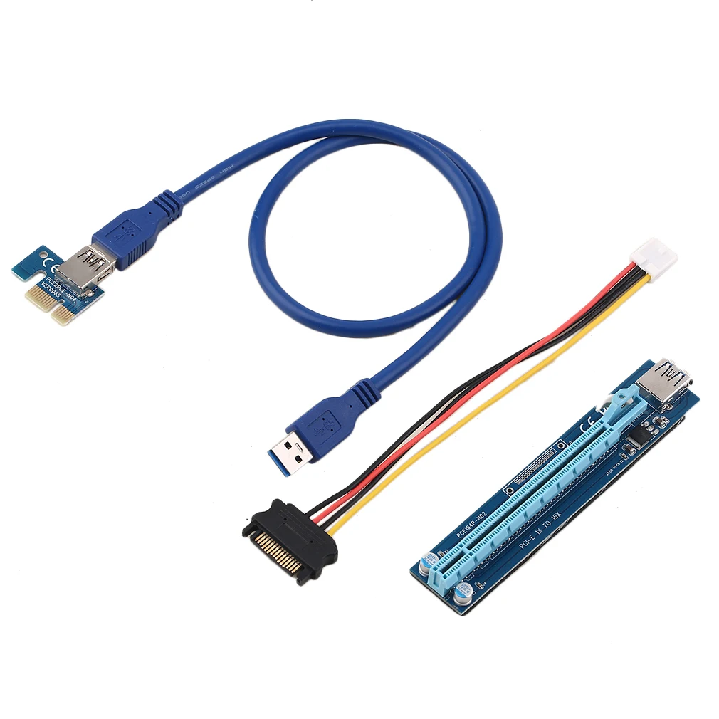 Адаптер PCI-E 1X к 16X Card Riser профессиональный удлинитель кабеля 0 3/0 6/1 м 4-контактный