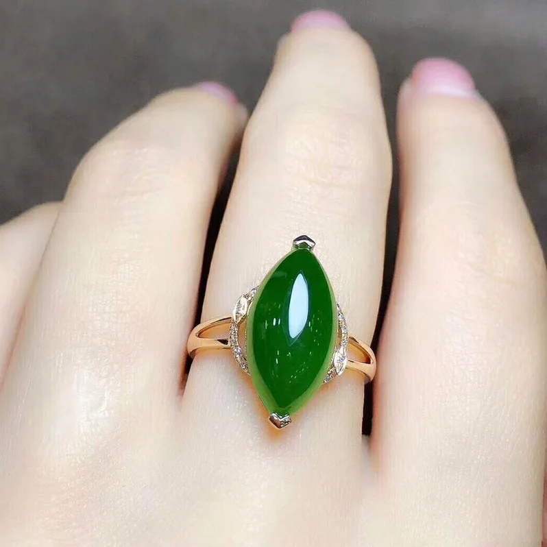 

Fashion Simple Green Gem Ring with Gold Plated Opening Adjustable Ring Dinner Party Jewelry Anniversary Birthday Gift