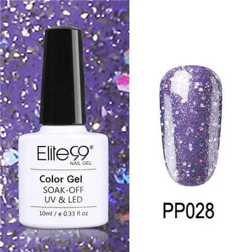 PP028 Elite99 10 мл Гель-лак для ногтей замачиваемый УФ красочный Фиолетовый лак для ногтей художественный Гель-лак для Ногтей Стойкий гель нужен основа и верхнее покрытие - Цвет: PP028