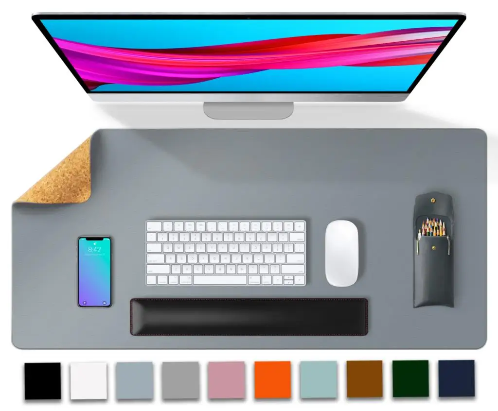 cork desk pad double side gaming mouse pad large leather desk pad mat computer table mat keyboard mat gamer mousepad 9043cm free global shipping