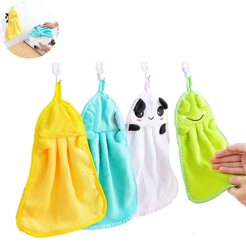 

Baby Nursery Hand Towel Baby Bath Towels Toddler Soft Coral Fleece Cartoon Animal Wipe Hanging Bathing Towel For Children Towel