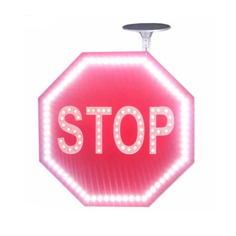 Восьмиугольный Алюминиевый Солнечный дорожный знак с мигасветодиодный