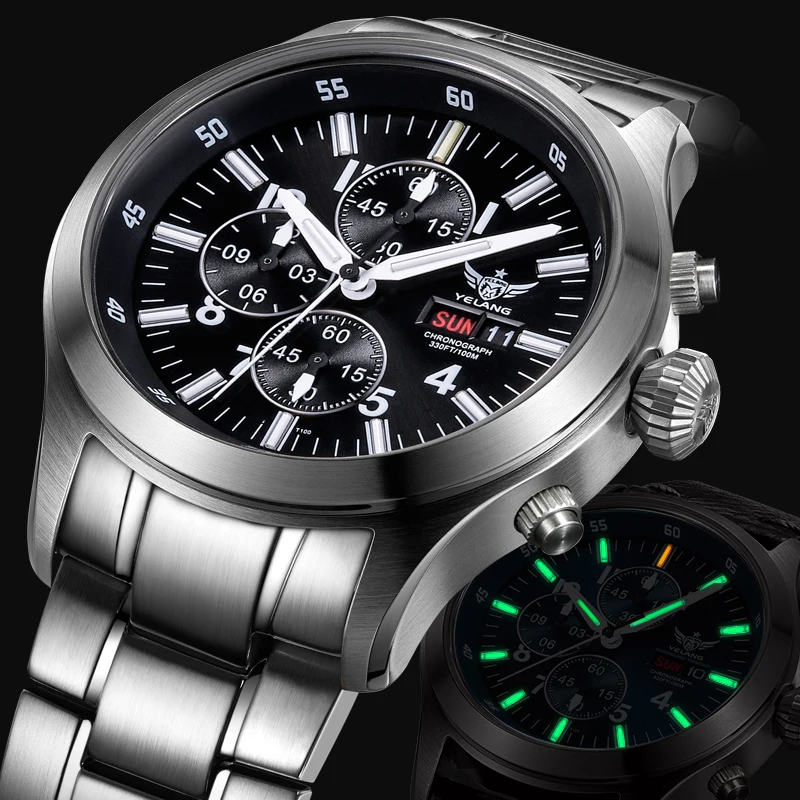 Часы-хронограф Мужские кварцевые водостойкие 100 м | Наручные часы