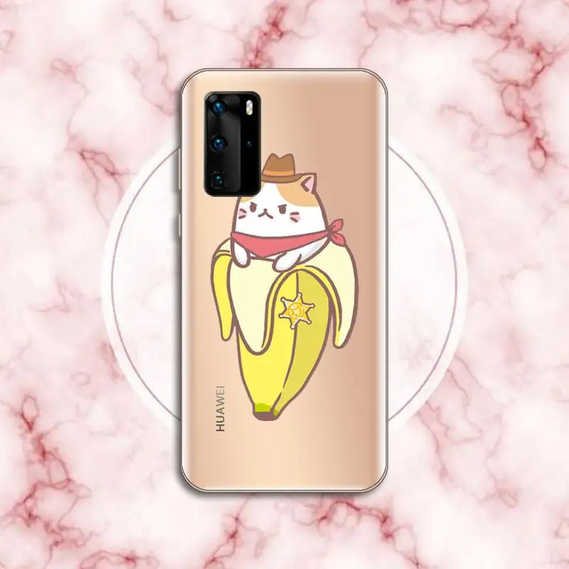 

Funny Banana cat Cartoon animal Phone Case Transparent for Huawei P honor 8 10i 20 30 40 smart 2019