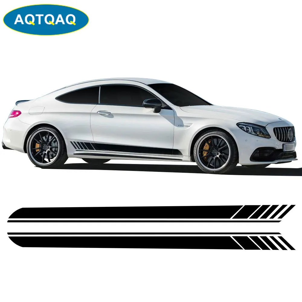 

1Set Car Racing Door Side Stripes Skirt Body Decal Stickers Car Styling Accessories for C63 Coupe