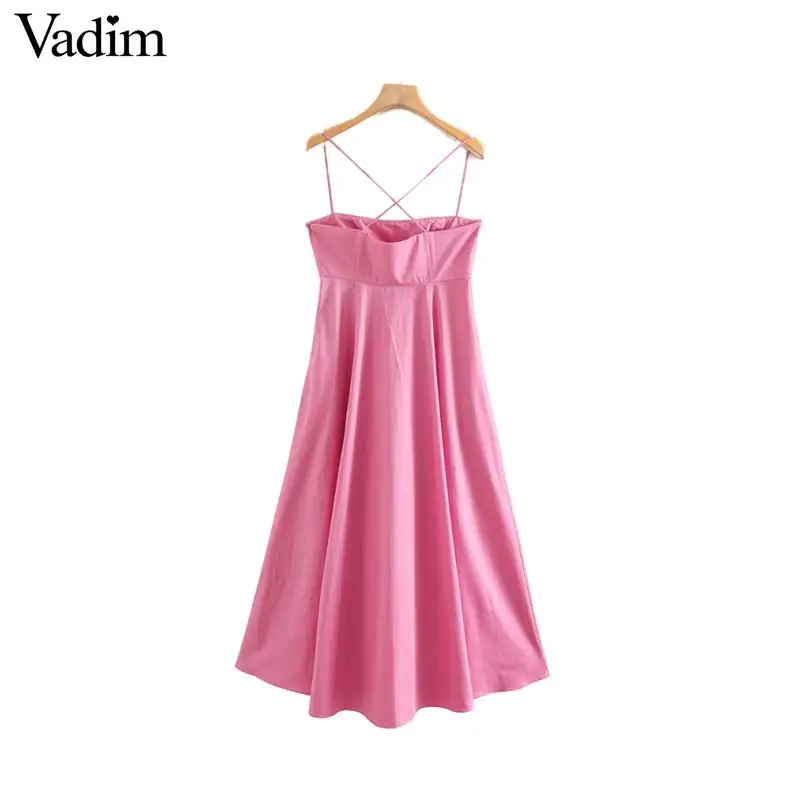 Vadim women Sexy solid maxi dress spaghetti straps side zipper sleeveless female casual ankle length dresses vestidos QD407 | Женская