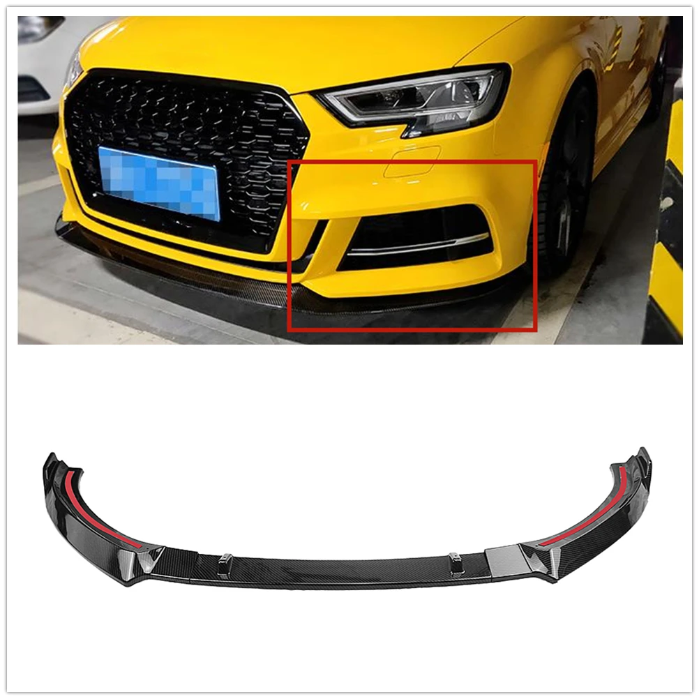 

For Audi A3 S3 2017-2019 Sport S Line Front Bumper Spoiler Lip Carbon Fiber Look/Gloss Black Car Lower Splitter Blade Guard Kit