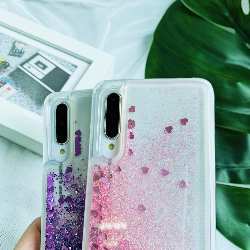 Для Xiaomi Mi 9T A1 A2 A3 Redmi Note 9 9s 9A 9C 6 7 7A 8 8T 8A Pro Max Блестящий жидкий зыбучий песок сердце