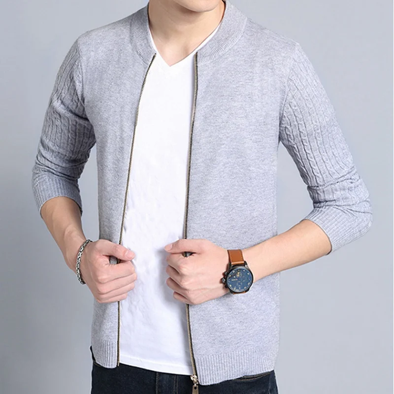 Men's Zipper Open Front Cardigan Sweater Jacket Style Sweaters Knitwear Warm Sweatercoat Cardigans Men Clothing J660
