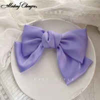 winter new chiffon satin hairgrips barrettes bow solid color big large bow hairpins girls lovely hair clips hair accessories
