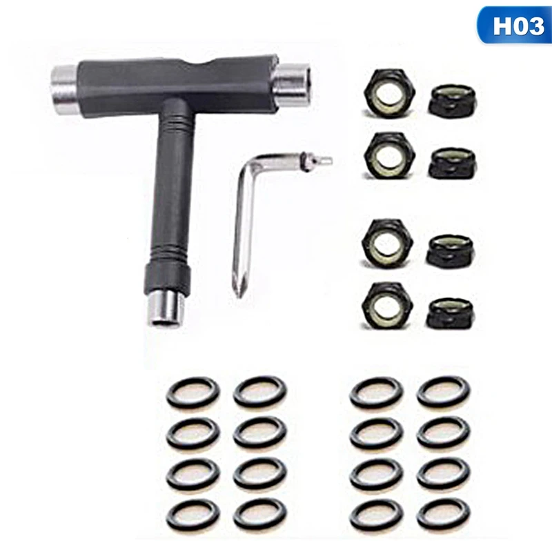 

T-type Skateboard Tool ALL-IN-ONE TOOL Skateboard Longboard Black Multi-functional Skate T-Tool fits in pocket