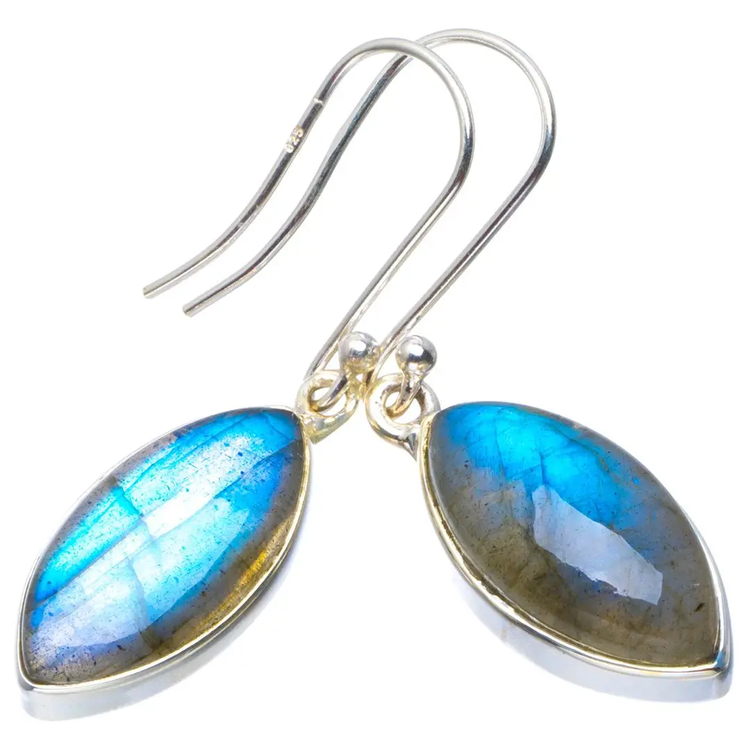 Natural Blue Fire Labradorite Handmade Unique 925 Sterling Silver Earrings 1.5&quot B2815 | Украшения и аксессуары