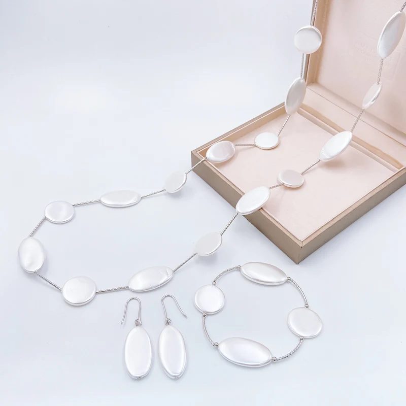 

Lanyika жемчужное элегантное круглое ожерелье с серьгами и браслет для женщин Свадебные банкетные подарки