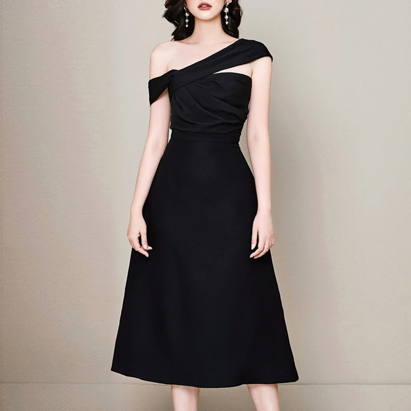 Женское асимметричное платье-трапеция Max Spri весеннее однотонное платье с вырезом