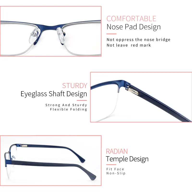

LUCIDIE Square Metal Glasses Men Myopia Half-Frame Male Optical Prescription Eyeglasses for Man Fashion Anti Blue Ray Spectacles