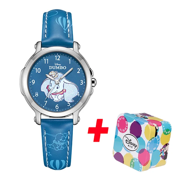 blue Dumbo carton Дисней Детские кварцевые наручные часы Dumbo мультфильм мальчик девочка студентов из искусственной кожи группа водонепроницаемый подарок браслет часы Reloj - Цвет: blue Dumbo carton