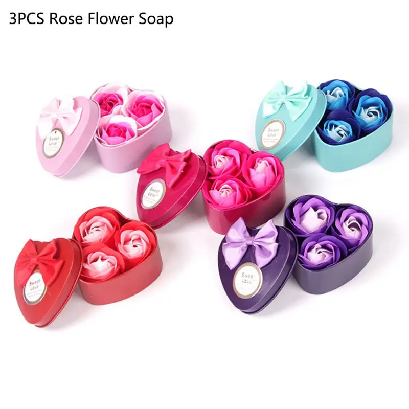 3 шт. искусственные Ароматические розы лепестки букет в форме сердца Подарочная