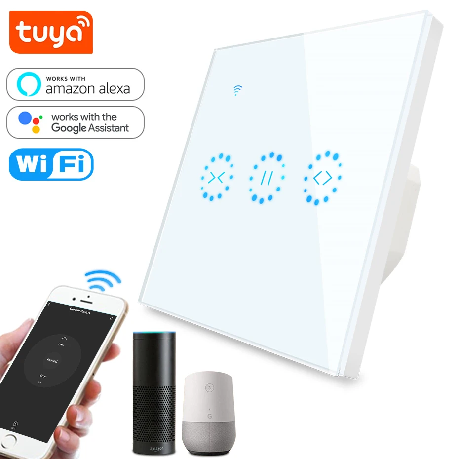 Переключатель для штор Tuya Smart Life с Wi Fi и управлением голосом|Автоматическая