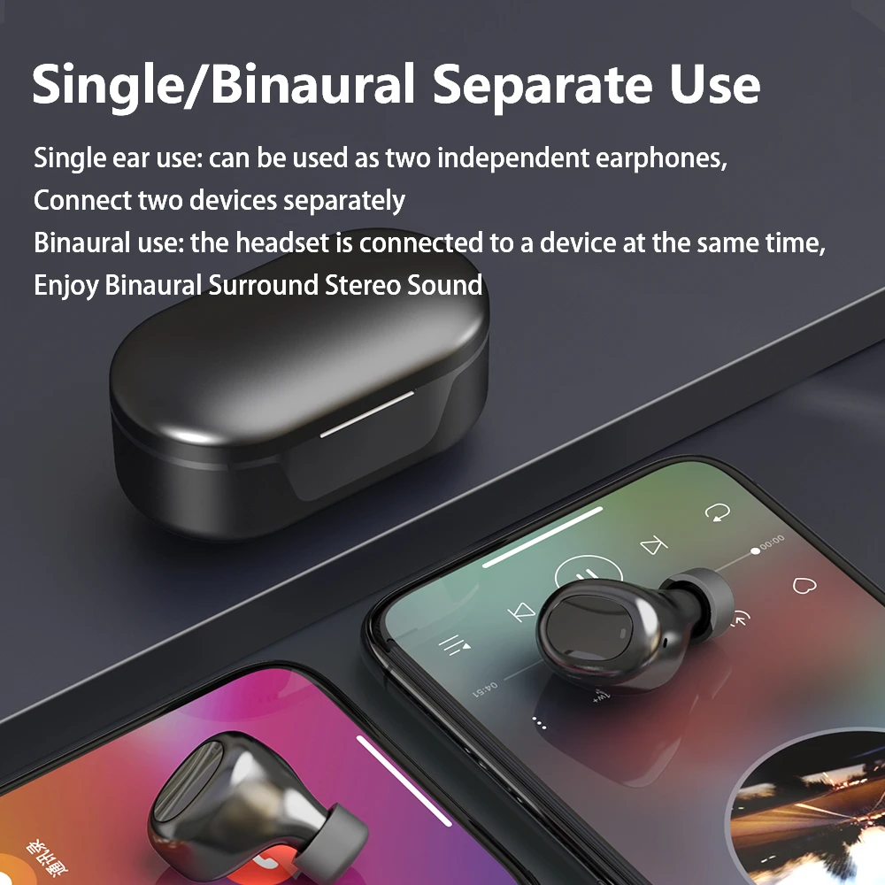 Миниатюрные Bluetooth наушники для телефона Hi Fi стерео беспроводные с длительным