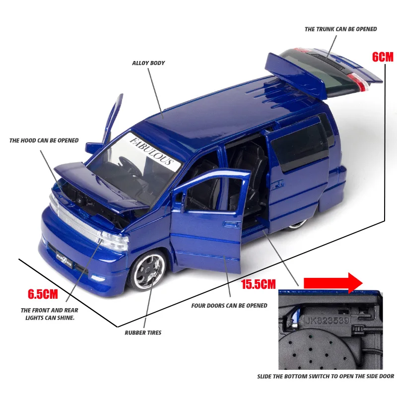 1:32 Nissan Elgrand модель автомобиля сплав автомобиль литая игрушка звук и светильник