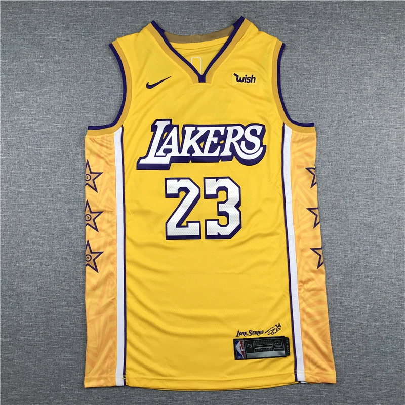 

NBA degli uomini di Los Angeles Lakers #23 LeBron James Basket Maglie Abiti Giallo Citt di Edizione