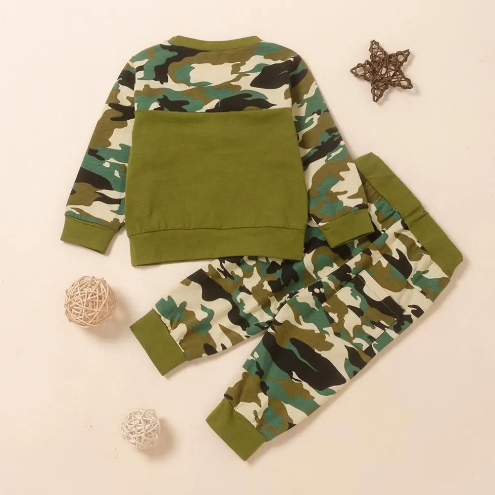 

2021 New Kid Baby Spring Autumn Camouflage Clothes Sets Toddler Kids Baby Boy Long Sleeve T-shirts Pants Outfits Clothes 1-6T