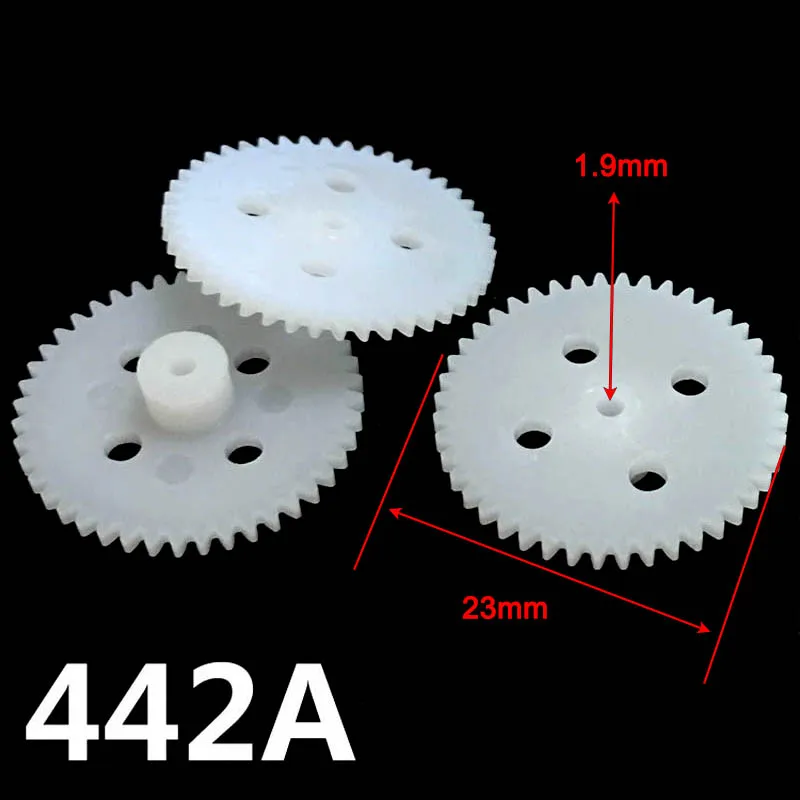 

23mm 44 Teeth Gear 0.5M Hole= 2mm/ 2.5mm/ 3mm Shaft Tight Fitting 44T POM Plastic Pinion Toy Motor Parts 442A 442.5A 443A