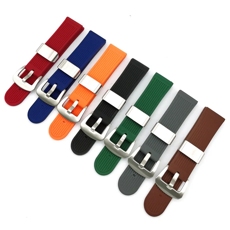 

22mm Diving Rubber Watch Strap for Seiko Waterproof Silicone Sport Wrist Band Bracelet Watchband with Metal Buckle Loop Ring