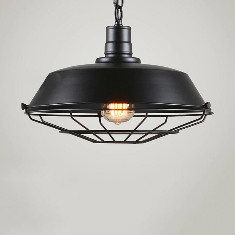 Винтажная деревенская Современная промышленная черная лампа с абажуром