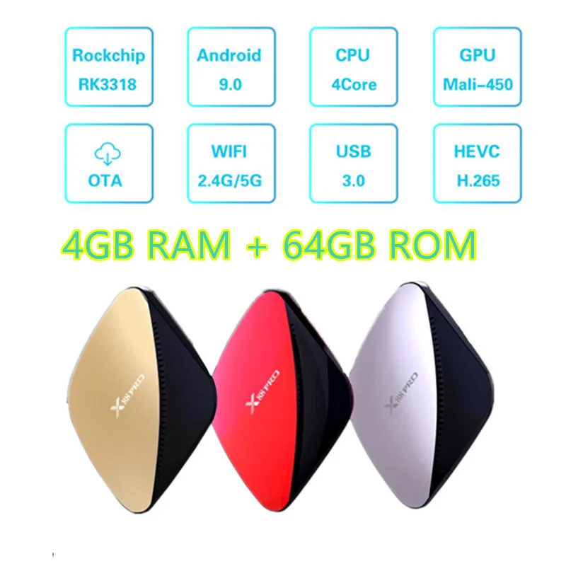 X88 PRO Smart tv Box 4G 64G Android 9,0 Rockchip RK3318 Qcta Core 5G Wifi 4K USB3.0 Google Play Netflix Youtube tv box android 9 - Цвет: X88 pro 4gb 64gb